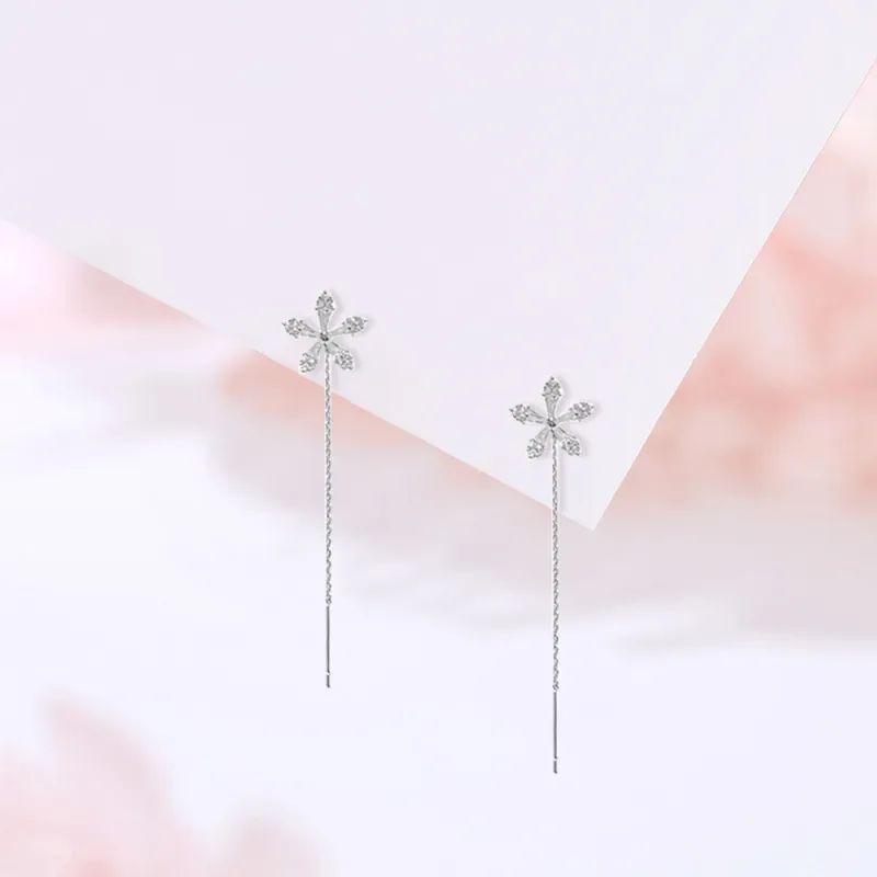 7℃ S925 Sterling Silver Stud Drop Earrings Women's-3