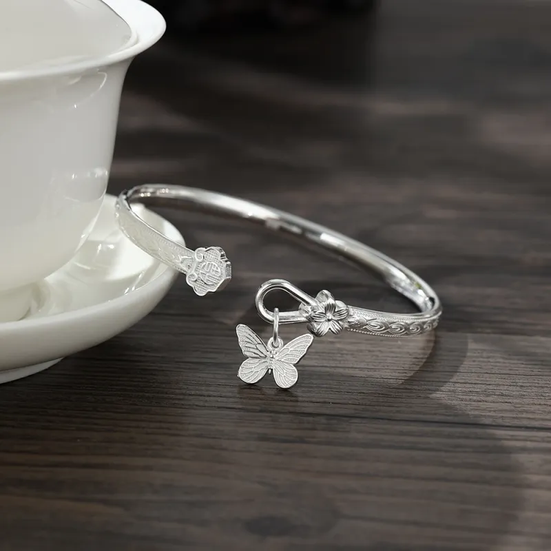 7℃ 999 Fine Silver Bangles Women's-3