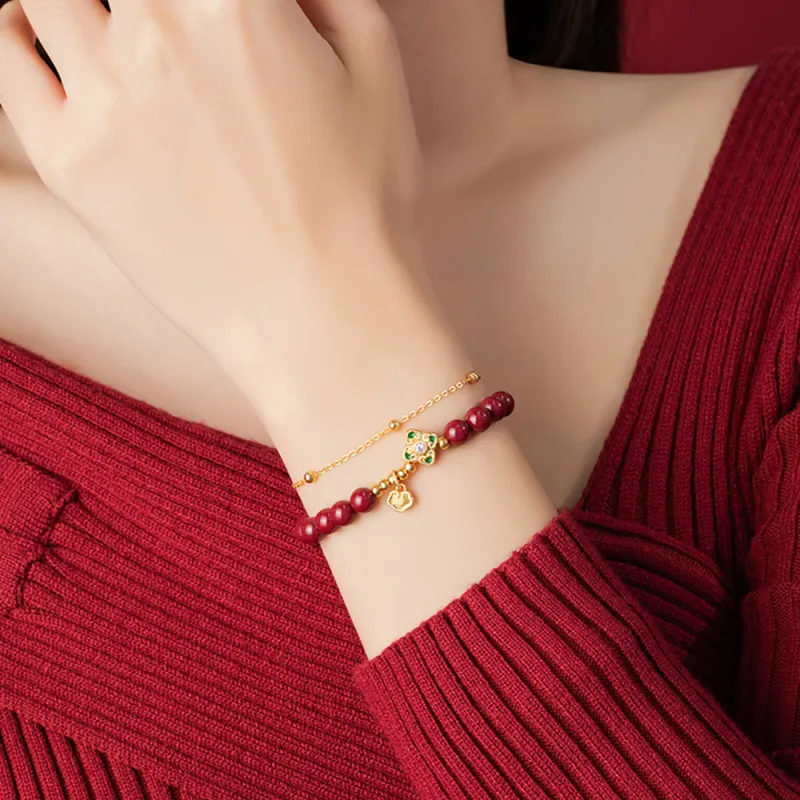 7℃ Reconstructed Cinnabar Jade Bracelets Women's-1