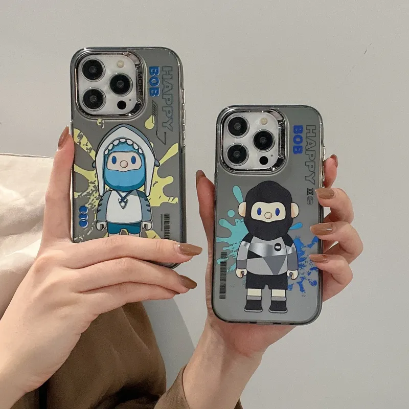 Dis Cat TPU Material Oil Painting Machine Made Bear Phone Cases Compatible With IPhone 12/13/14/15/Pro/Mac-5