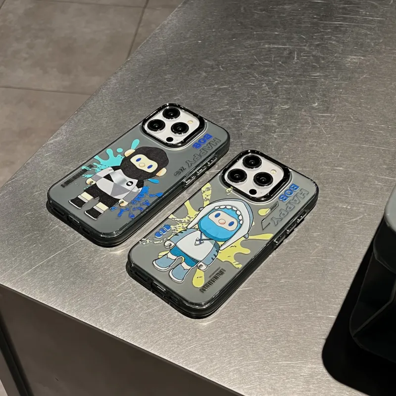 Dis Cat TPU Material Oil Painting Machine Made Bear Phone Cases Compatible With IPhone 12/13/14/15/Pro/Mac-4