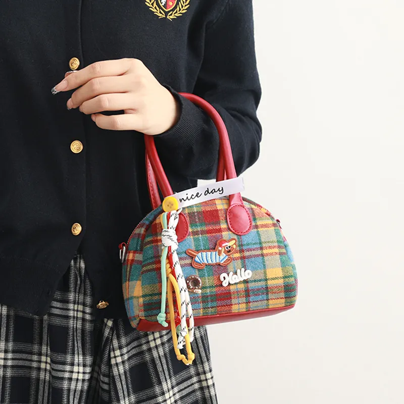 MINLUBAOLUO Woolen Bowling Bag Handbag Regular Women's Red-2