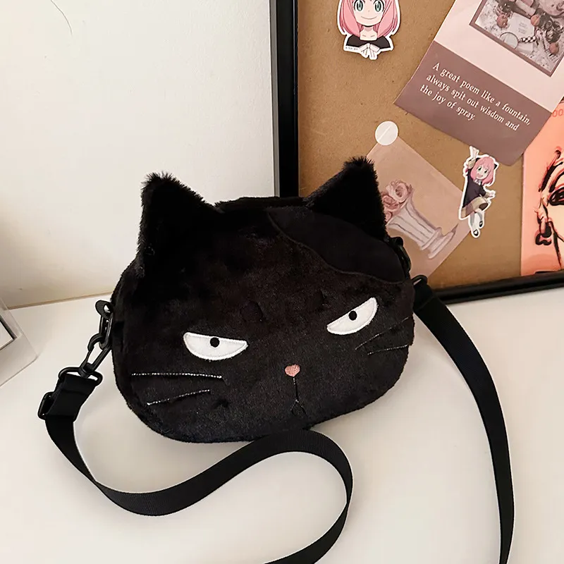 MINLUBAOLUO Plush Shoulder Bag Unisex Black-4