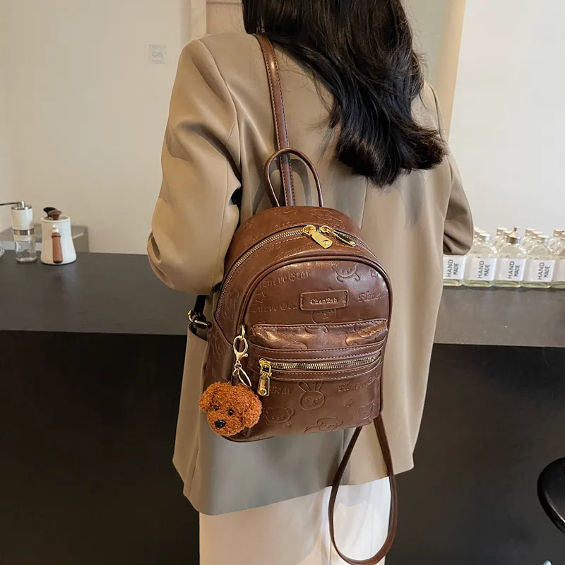 MINLUBAOLUO PU Casual Versatile Students Backpack Regular Women's Multicolor-11