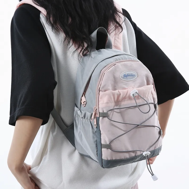 MINLUBAOLUO Nylon Casual Versatile Design Drawstring Backpack For Class Commute Portable Backpack Unisex Multicolor-4