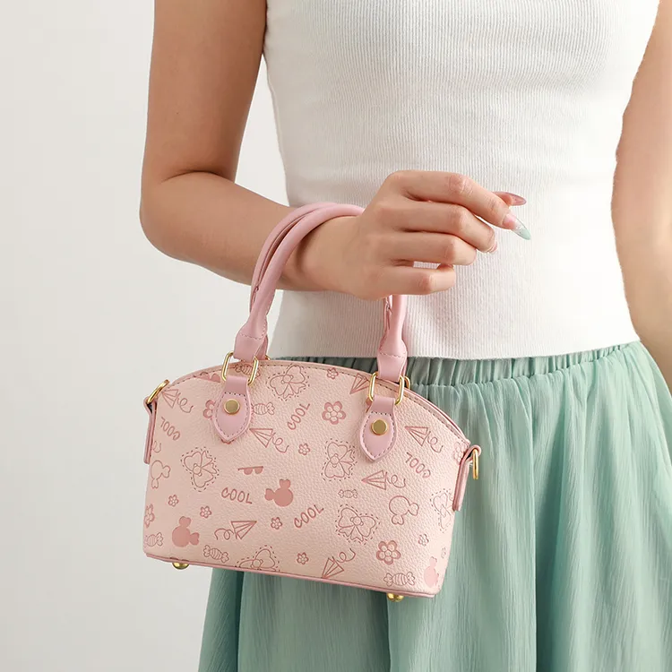 MINLUBAOLUO PU Dome Bag, Shoulder Bag, Crossbody Bag, Handbag Women's Pink/Khaki-3