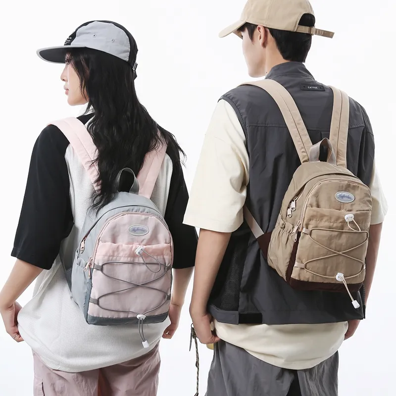 MINLUBAOLUO Nylon Casual Versatile Design Drawstring Backpack For Class Commute Portable Backpack Unisex Multicolor-1