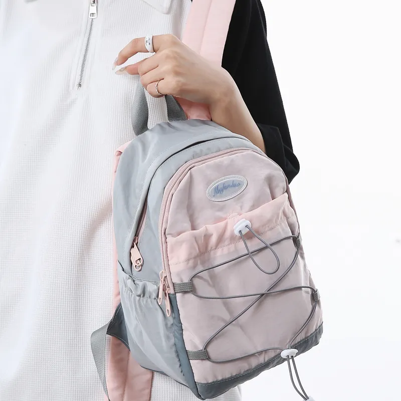 MINLUBAOLUO Nylon Casual Versatile Design Drawstring Backpack For Class Commute Portable Backpack Unisex Multicolor-3