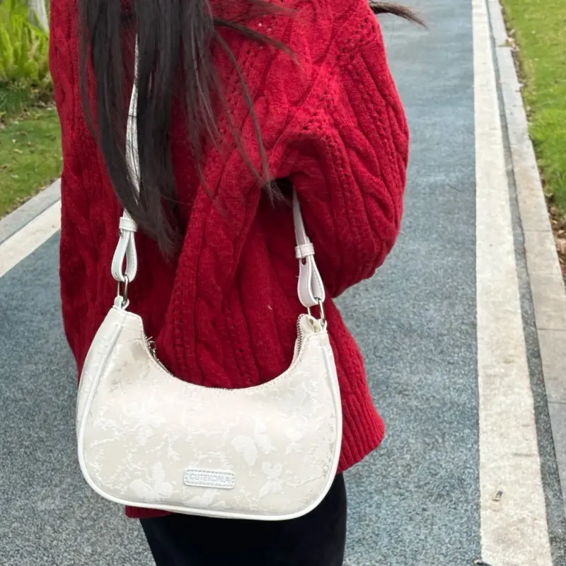 MINLUBAOLUO PU Casual Gentle Versatile Adjustable Strap Shoulder Bag Regular Women's Ecru-5