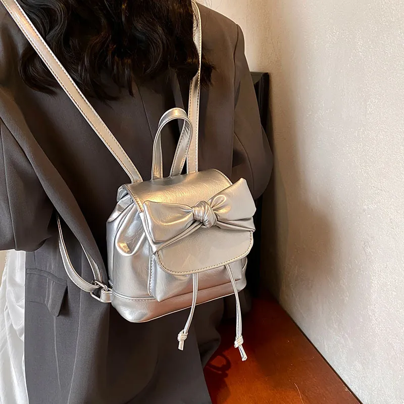 MINLUBAOLUO Denim With PU Panel Backpack Regular Women's Multicolor-7