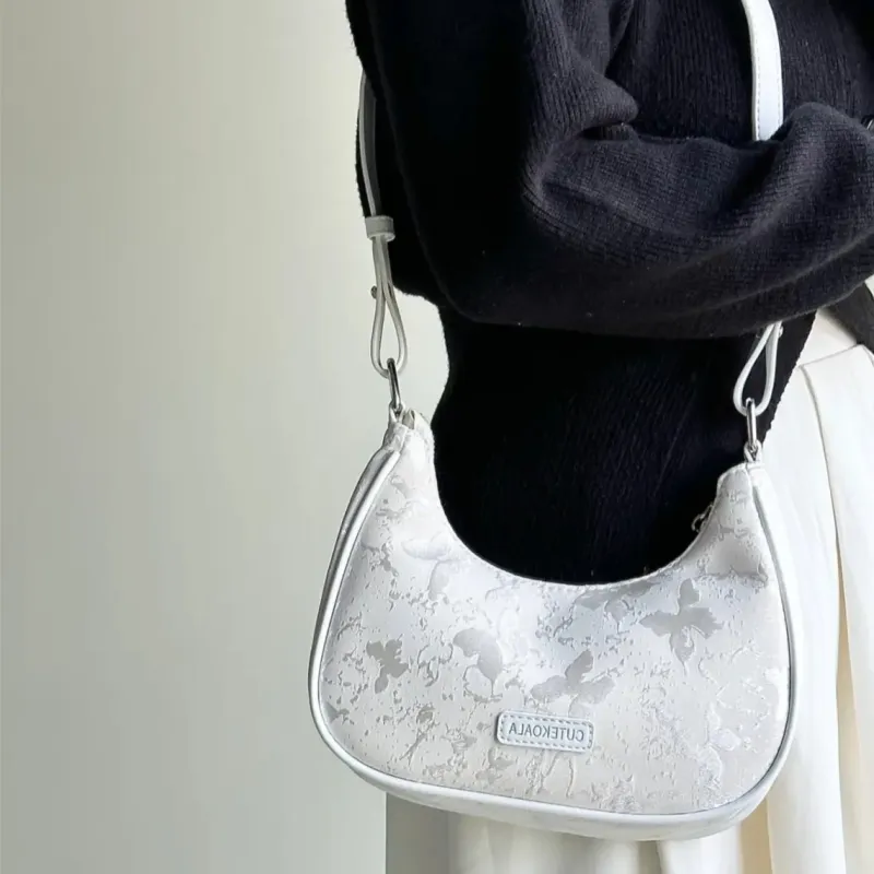 MINLUBAOLUO PU Casual Gentle Versatile Adjustable Strap Shoulder Bag Regular Women's Ecru-4