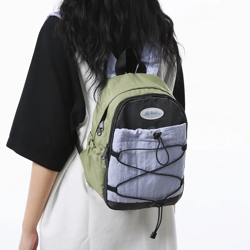 MINLUBAOLUO Nylon Casual Versatile Design Drawstring Backpack For Class Commute Portable Backpack Unisex Multicolor-6