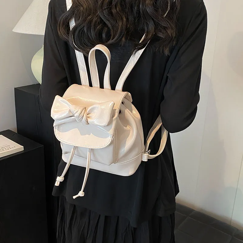 MINLUBAOLUO Denim With PU Panel Backpack Regular Women's Multicolor-4