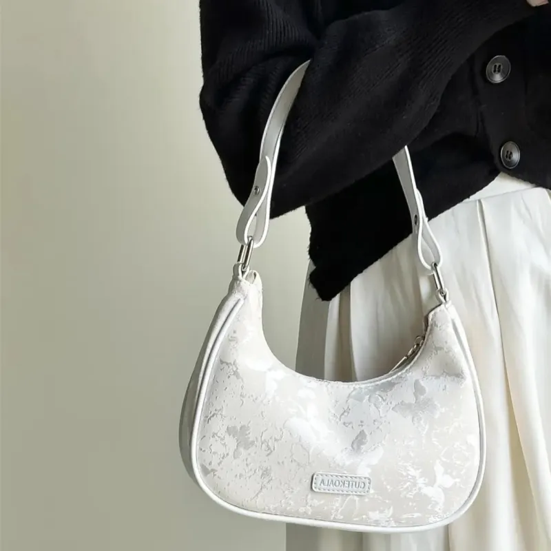 MINLUBAOLUO PU Casual Gentle Versatile Adjustable Strap Shoulder Bag Regular Women's Ecru-3