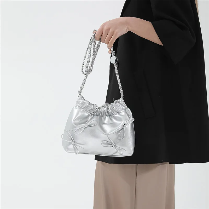 MINLUBAOLUO PU Portable Crossbody Bag Shoulder Bag Regular Women's Silver/Black/Pink/Ecru-1