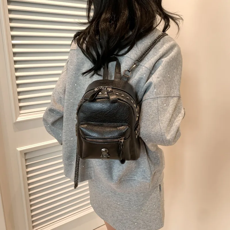 MINLUBAOLUO PU Backpack Regular Women's White/Black-2
