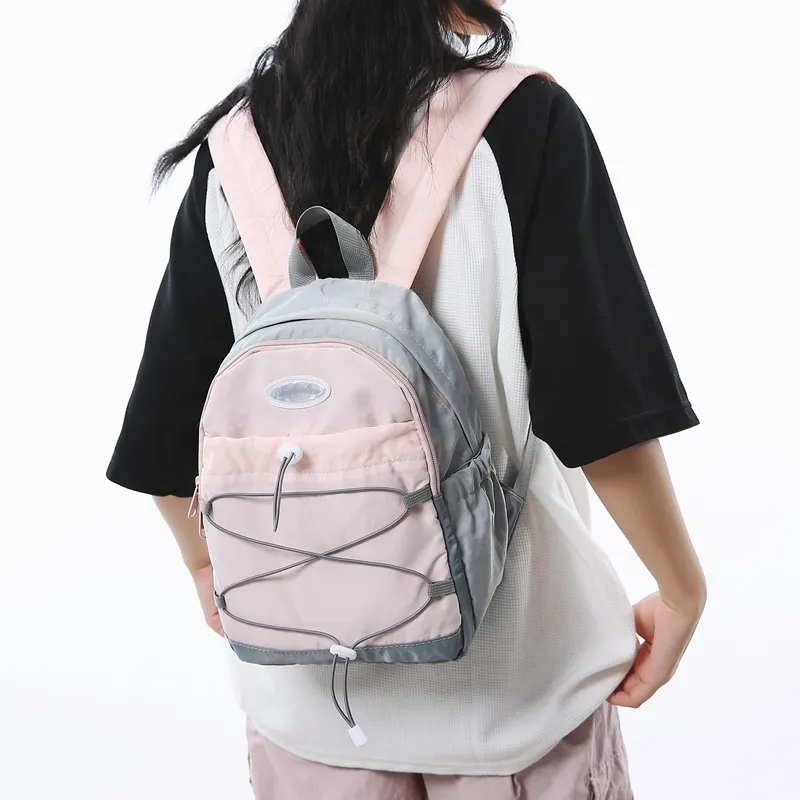 MINLUBAOLUO Nylon Casual Versatile Design Drawstring Backpack For Class Commute Portable Backpack Unisex Multicolor-2
