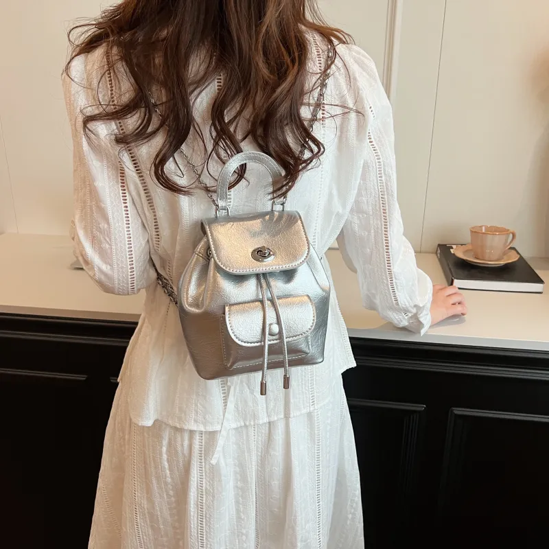 MINLUBAOLUO PU Casual Versatile Design Backpack For Commute And Travel Regular Women's Multicolor-6