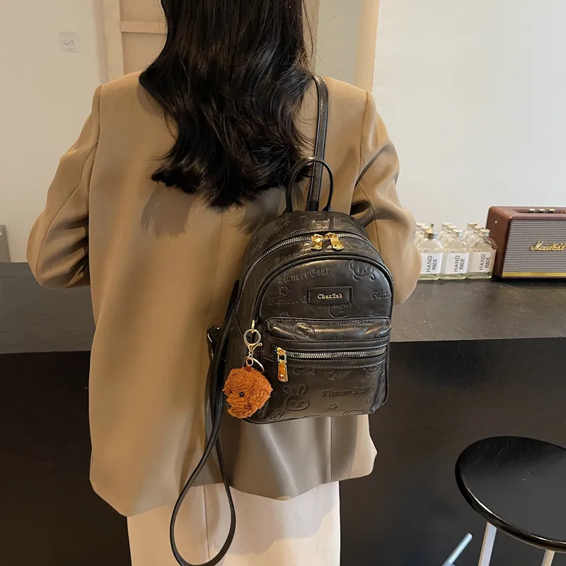 MINLUBAOLUO PU Casual Versatile Students Backpack Regular Women's Multicolor-5