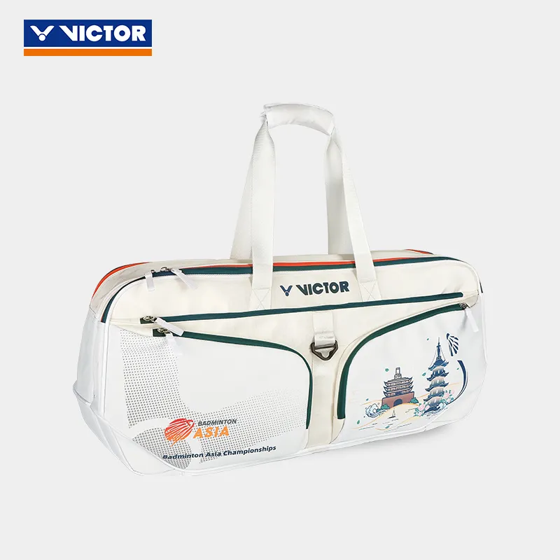 VICTOR Badminton Racket Bags 6 Pcs Pack Sporty Style Shoulder Bag White Unisex Independent Shoe Compartment-2
