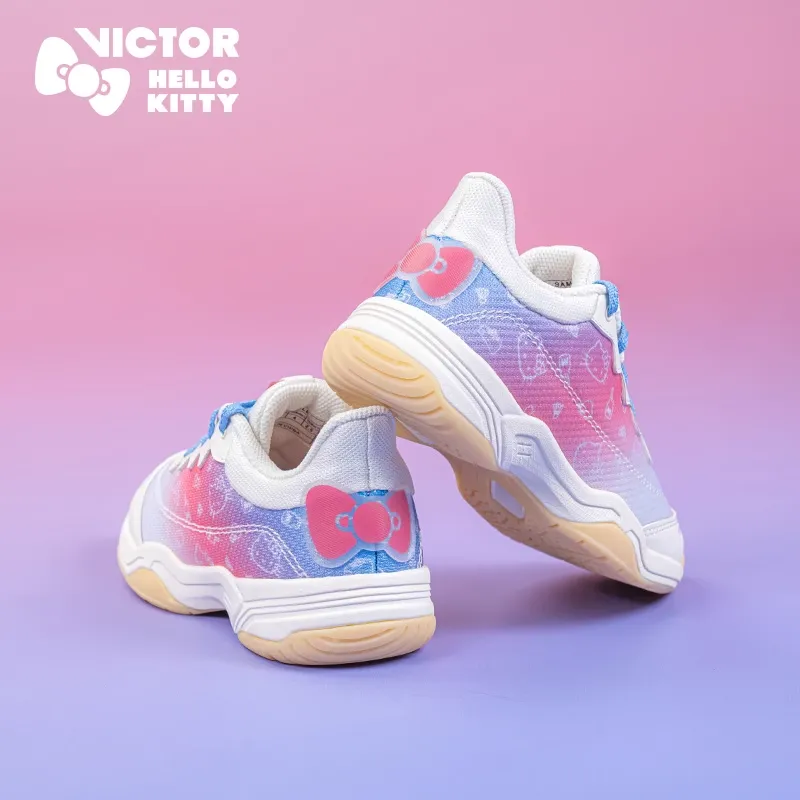 VICTOR HELLO KITTY Cushioned Slip Resistant Coverage Low Top Badminton Shoes Unisex White Size 38-2