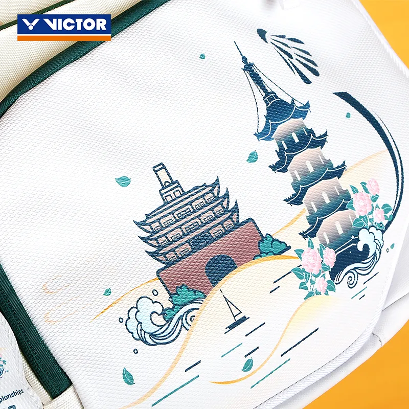 VICTOR Badminton Racket Bags 6 Pcs Pack Sporty Style Shoulder Bag White Unisex Independent Shoe Compartment-3