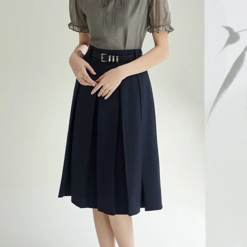 SMEN Casual Long Skirts Women's Navy Blue-6