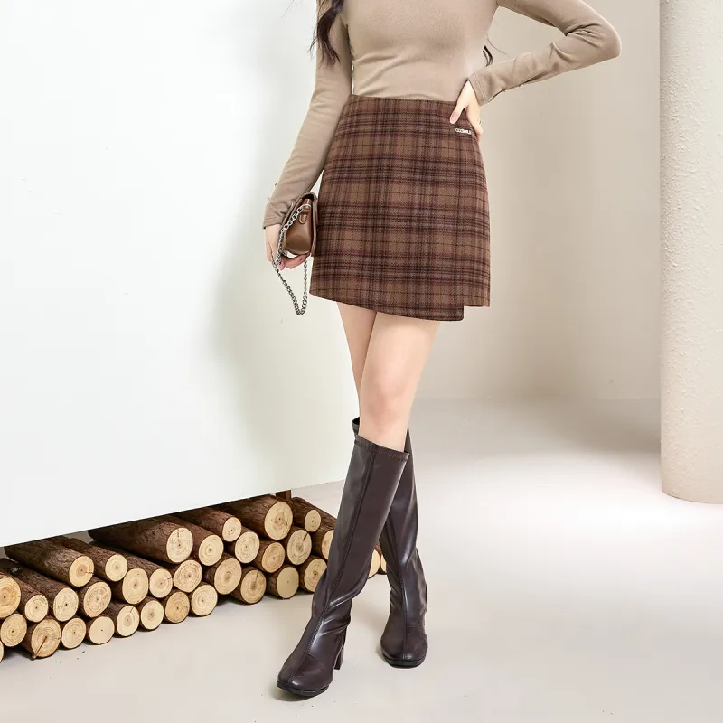 SMEN Casual Short Skirts Women's Plaid-1