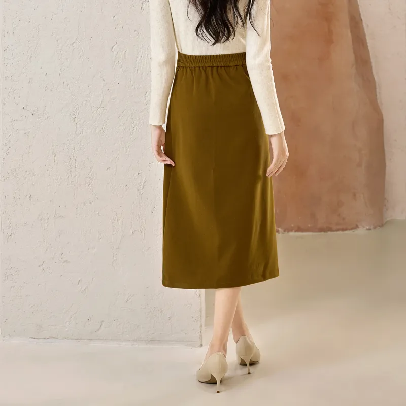 SMEN Casual Long Skirts Women's Tea Brown-7