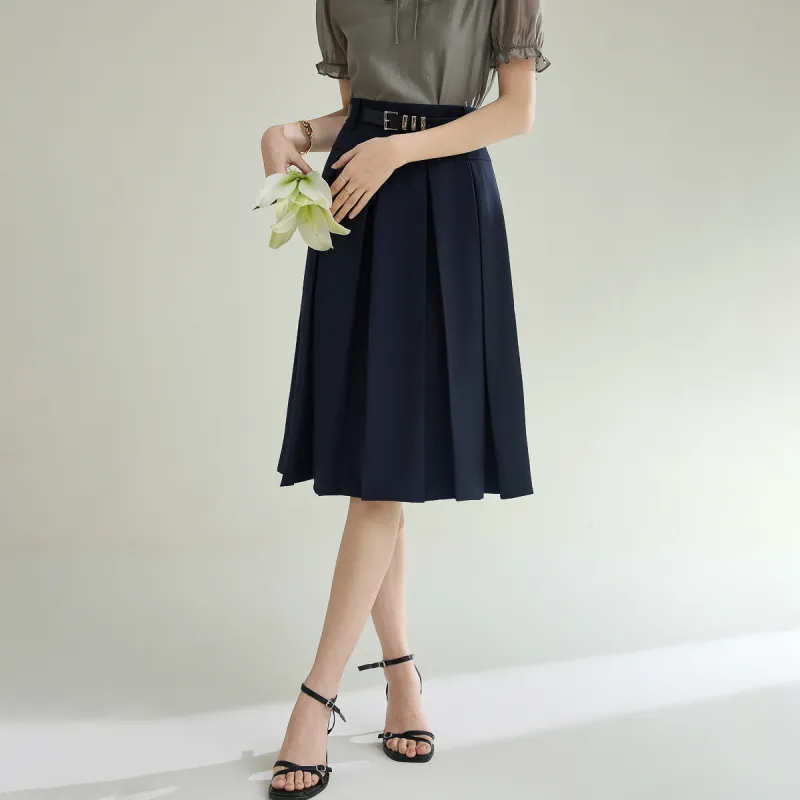SMEN Casual Long Skirts Women's Navy Blue-5