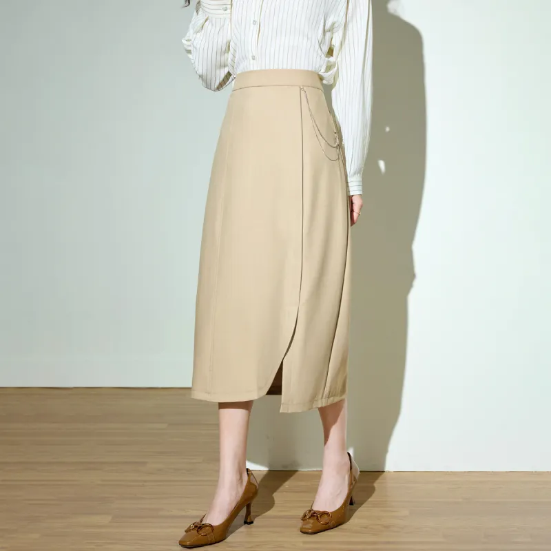 SMEN Casual Long Skirts Women's Khaki-1