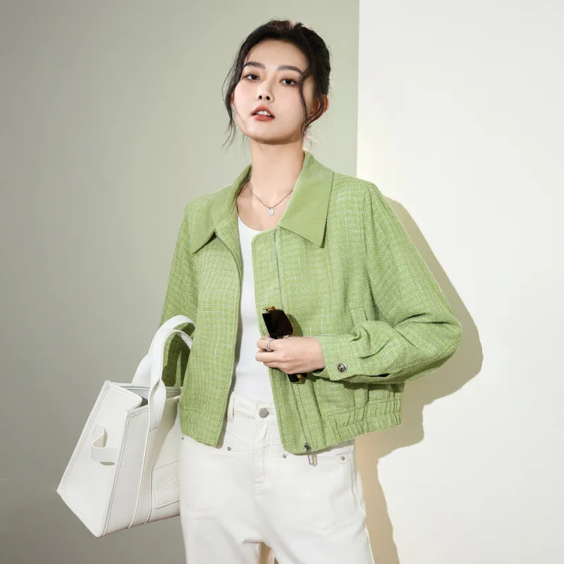 SMEN Cropped Coats Women's Light Green-4