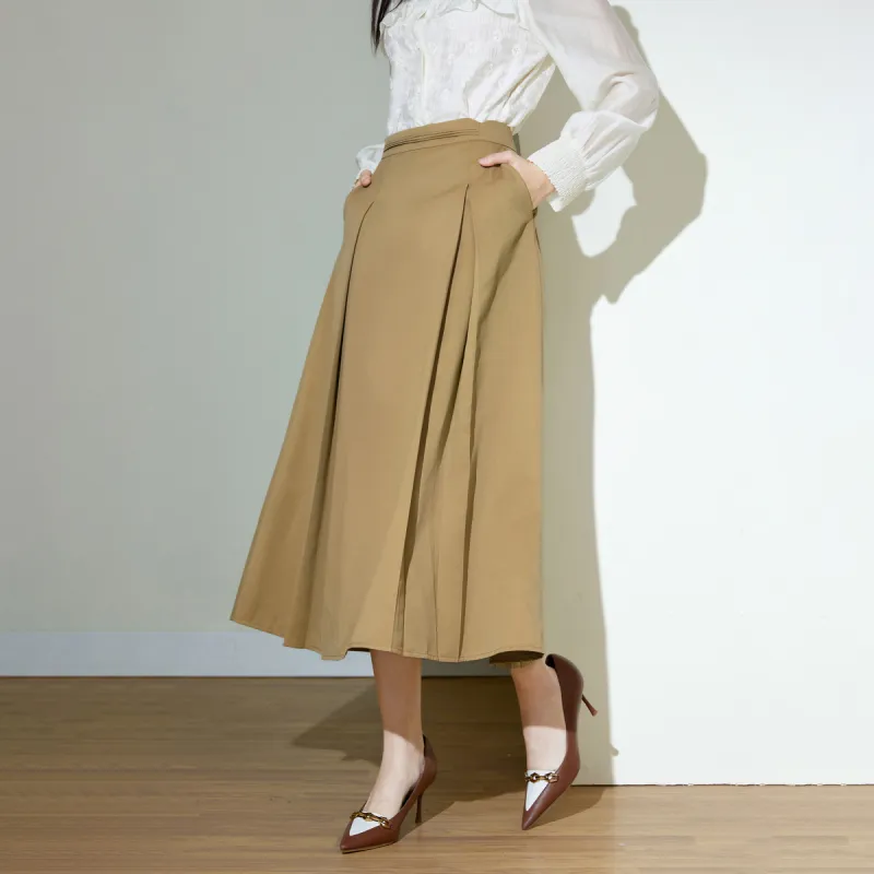 SMEN Casual Long Skirts Women's Khaki-6