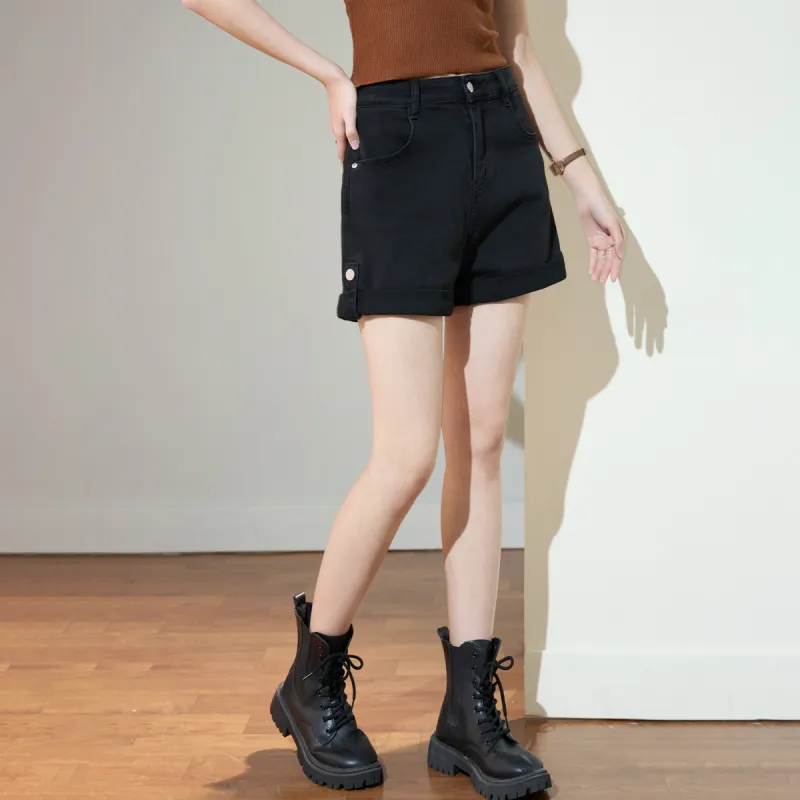 SMEN Denim Shorts Women's Black-5