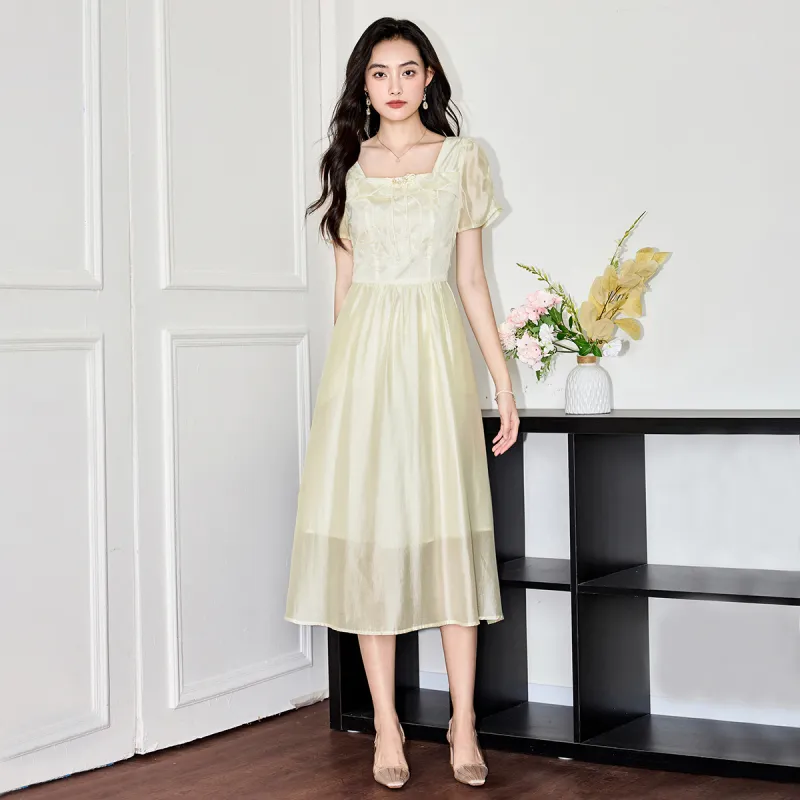 SMEN Short Sleeved Dresses Women's Beige-2