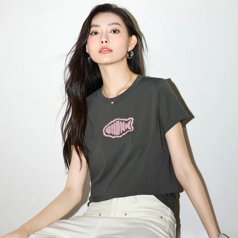 SMEN T Shirts Women's Gray-8