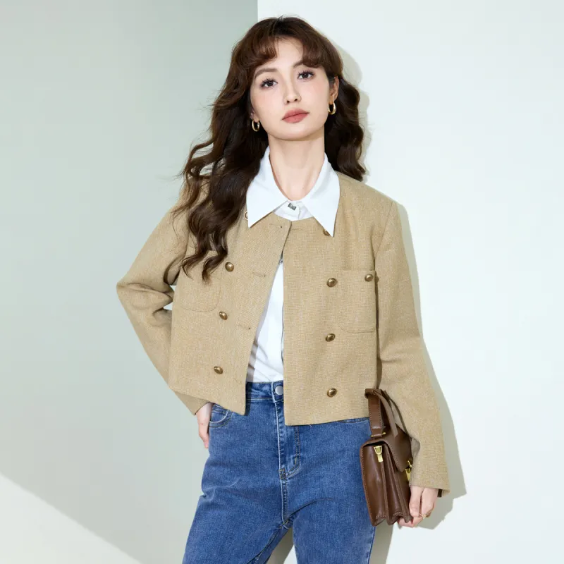 SMEN Jackets Coats Women's Khaki-2