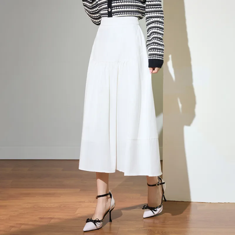 SMEN Casual Long Skirts Women's White-7