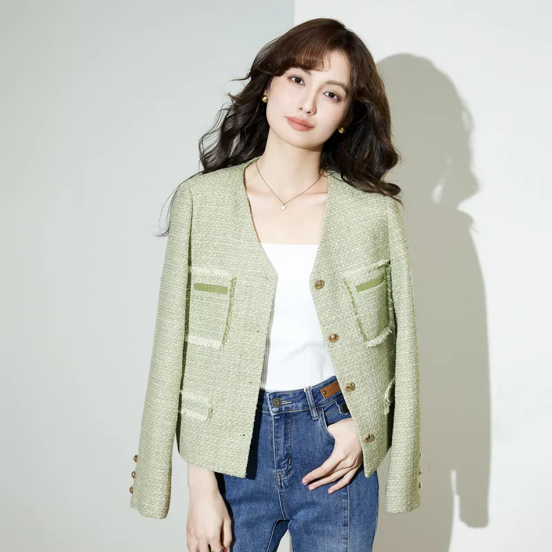 SMEN Cropped Coats Women's Green-6