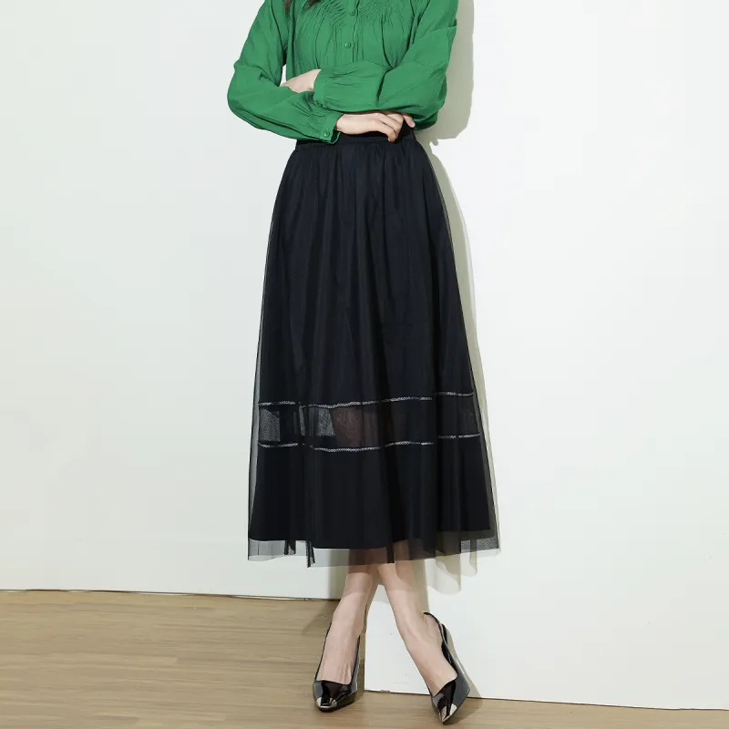 SMEN Casual Long Skirts Women's Black-6