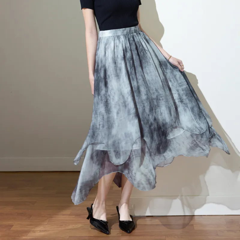 SMEN Casual Long Skirt Women's Gray-3