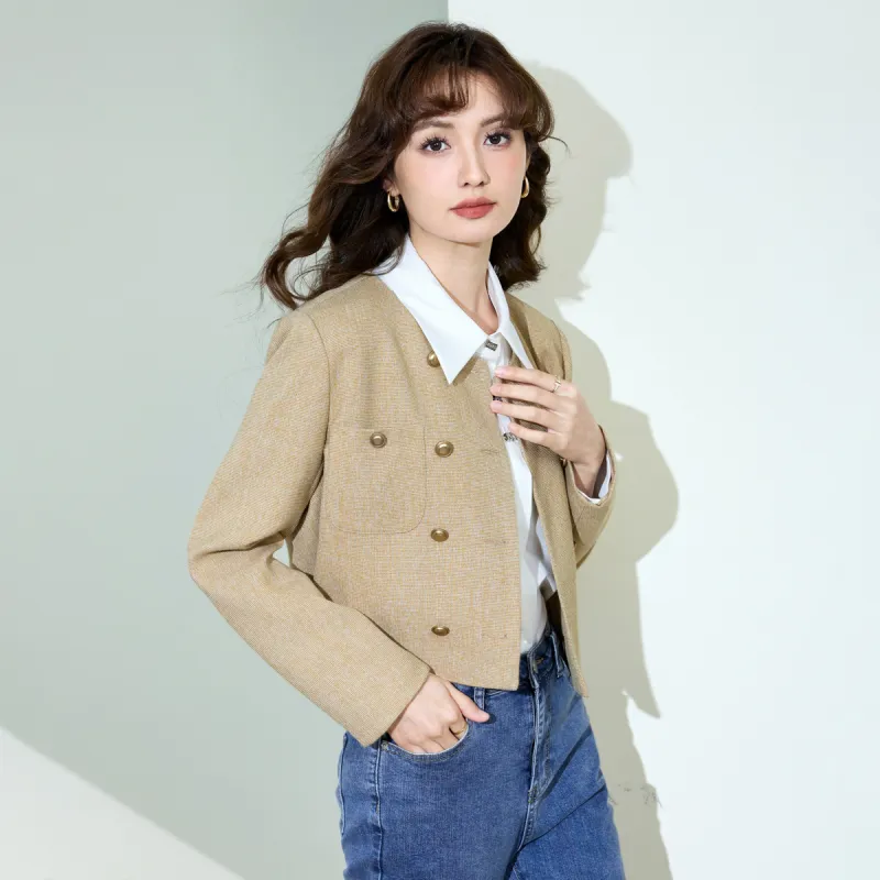 SMEN Jackets Coats Women's Khaki-4