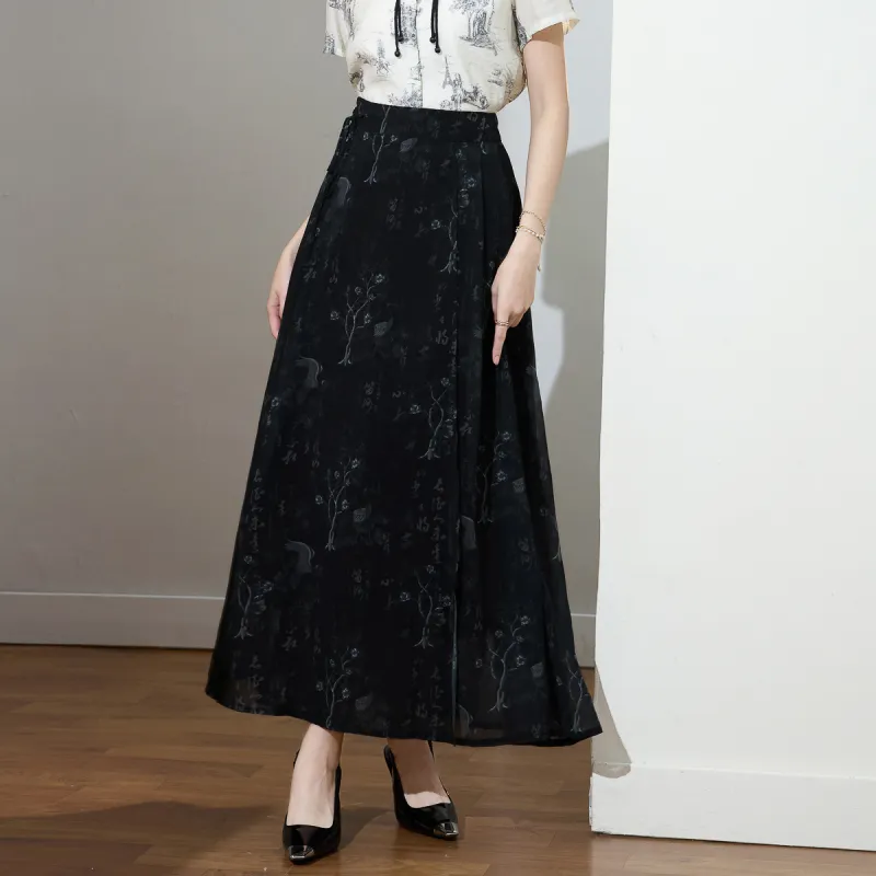 SMEN Casual Long Skirts Women's Black-3