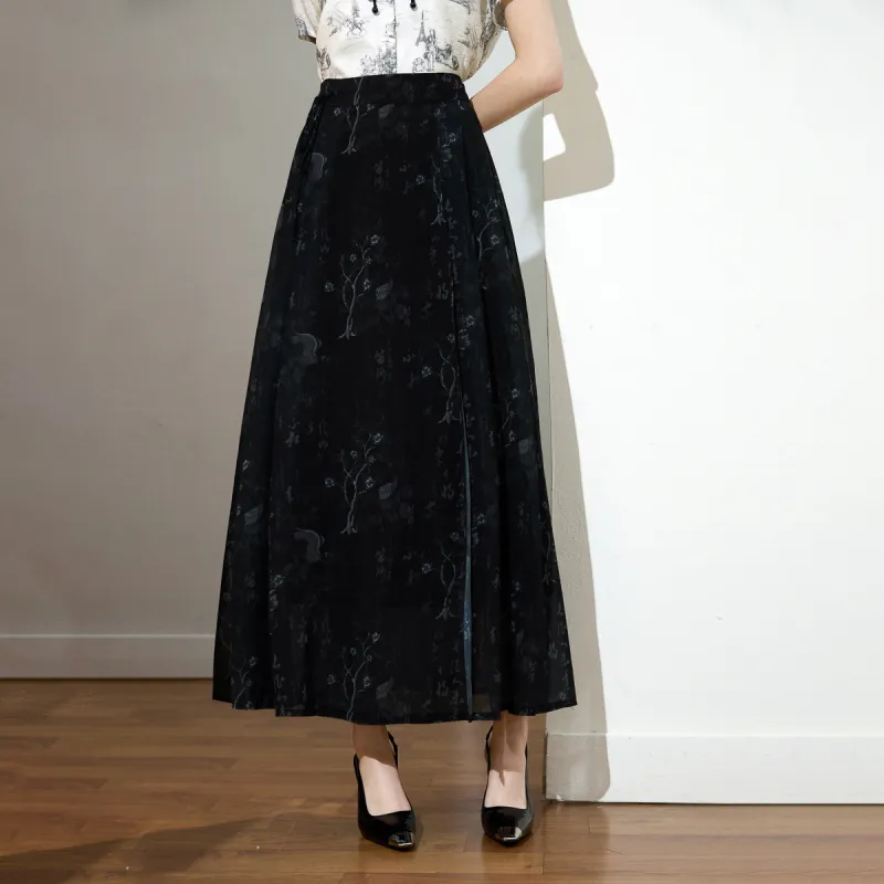 SMEN Casual Long Skirts Women's Black-4