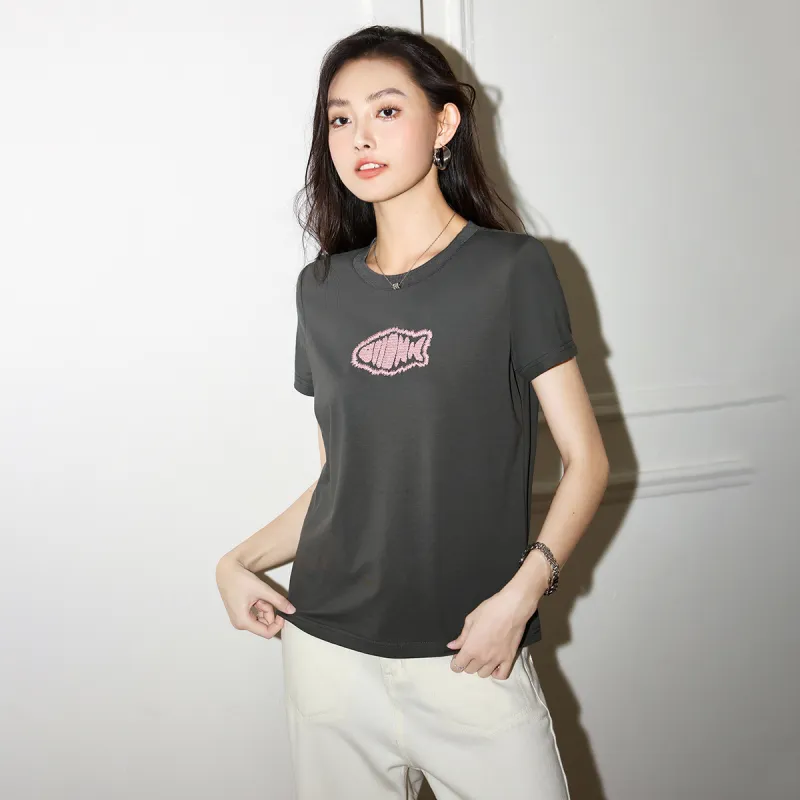 SMEN T Shirts Women's Gray-4