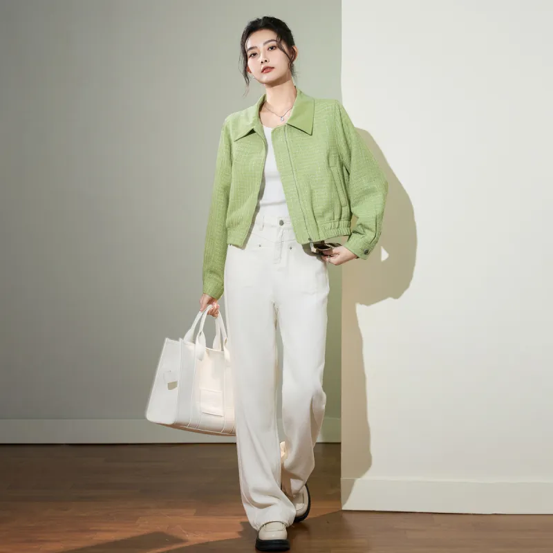 SMEN Cropped Coats Women's Light Green-3