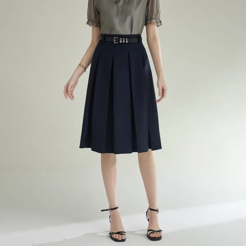 SMEN Casual Long Skirts Women's Navy Blue-2