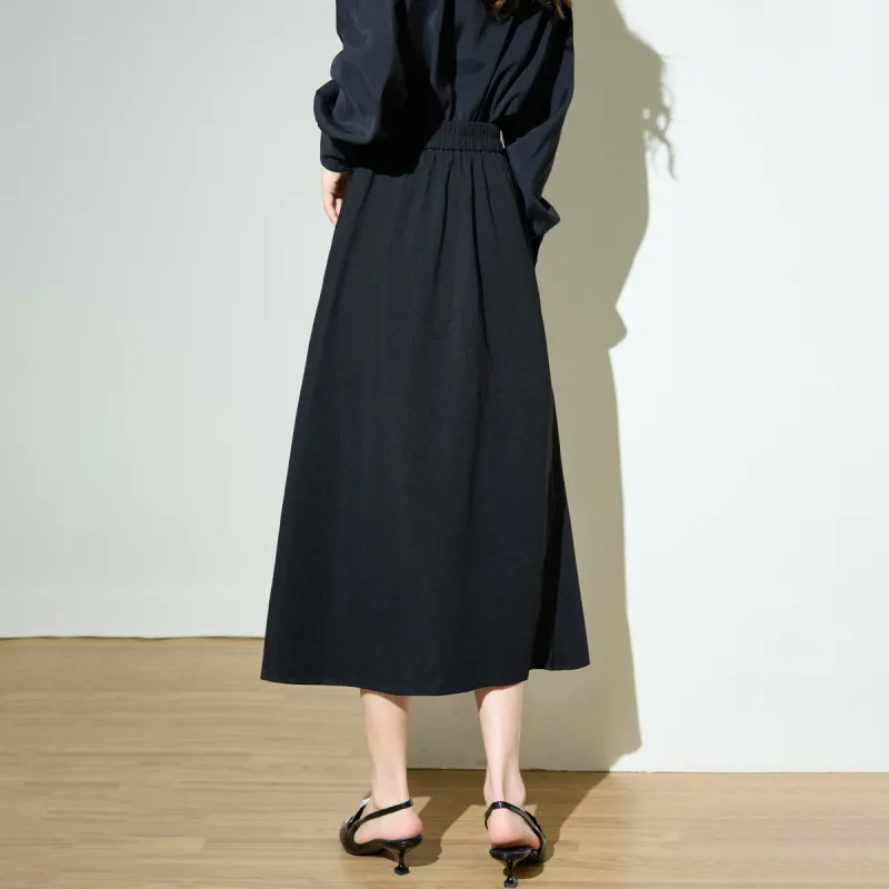 SMEN Casual Long Skirt Women's Black-3