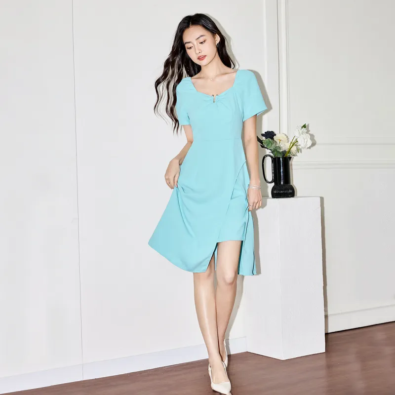 SMEN Short Sleeved Dress Women's Air Blue-2