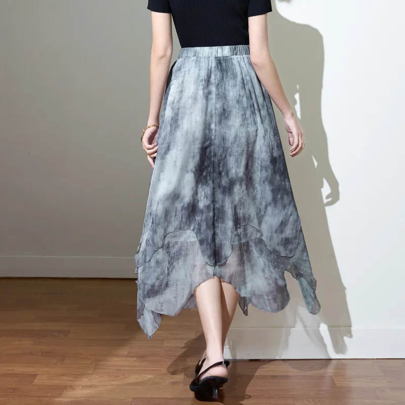 SMEN Casual Long Skirt Women's Gray-4